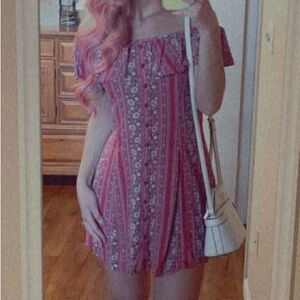 American Eagle Outfitters Off Shoulder Patterned Dress